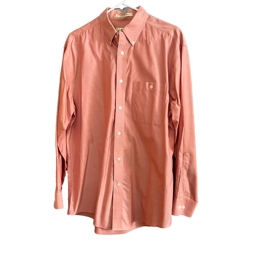 Orvis Cotton Dress Shirt Salmon Long Sleeve Button Up Size Medium - Picture 2 of 12